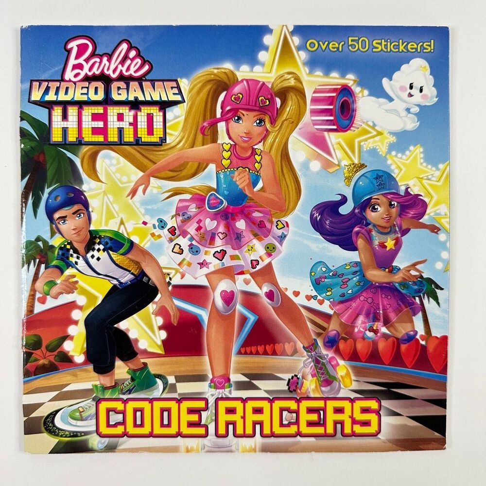 2/$6 Barbie Video Game Hero Code Racers book by Mary Man-Kong NO STICKERS (PB)